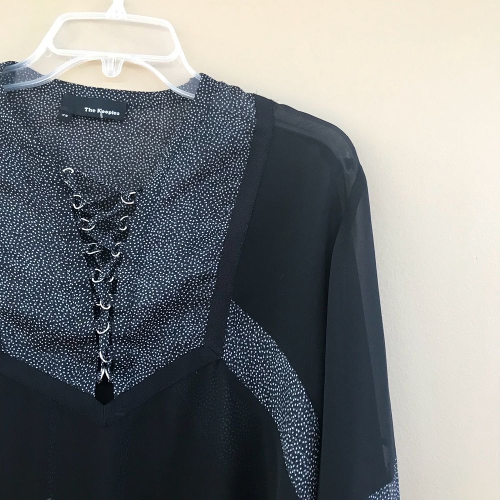 • The Kooples • Lace Up Sheer Blouse Black XS - Picture 5 of 5